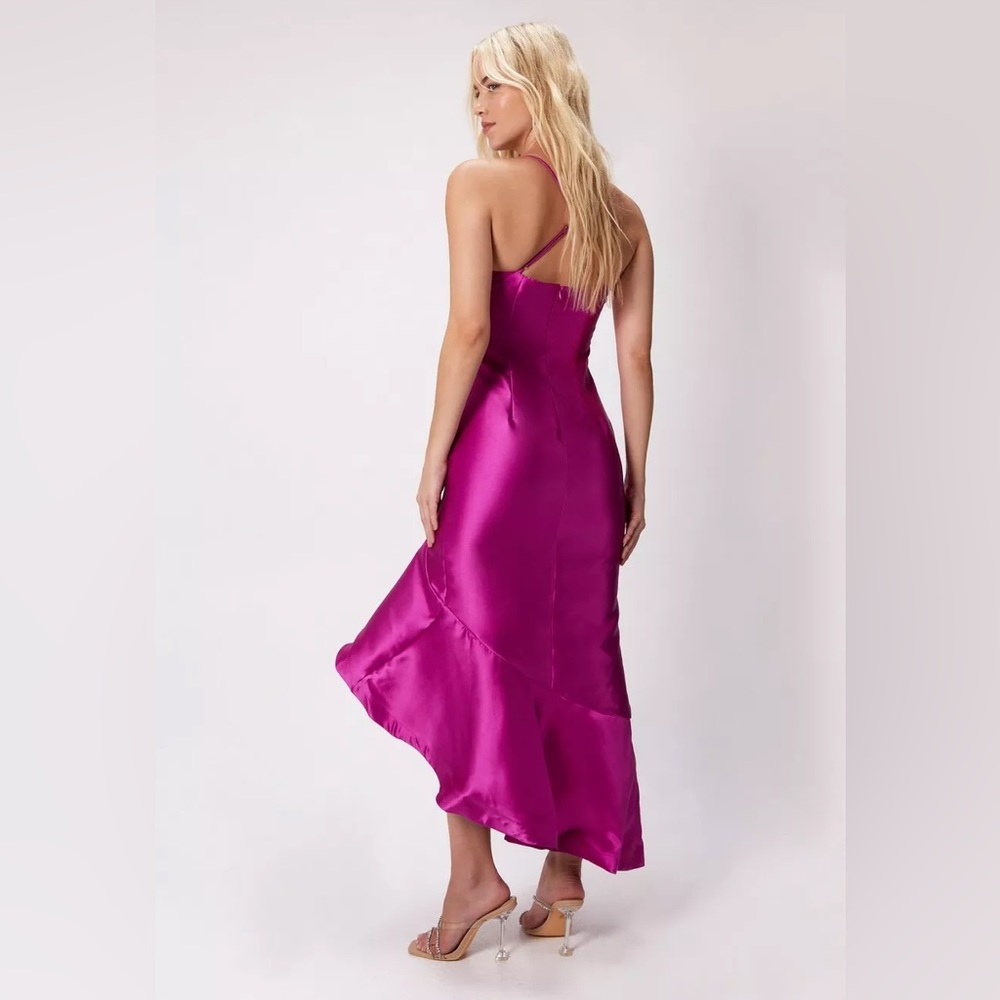 Nasty Gal Structured Twill Ruffle Strappy Midi Dress - Picture 3 of 4